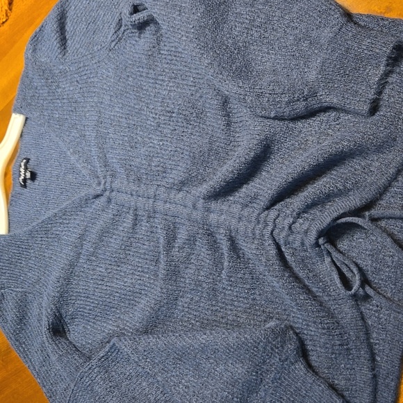 Blue V-Neck Ruched Sweater - Picture 1 of 7